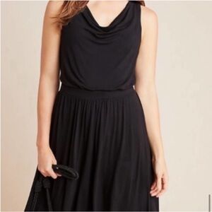 MAEVE by Anthropologie BLACK cowl neck sleeveless jersey midi dress SIZE MEDIUM